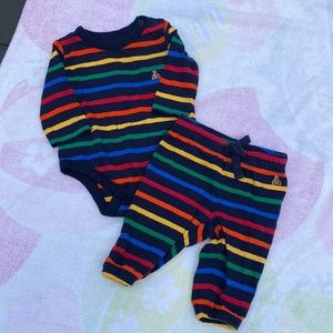 GAP Navy Rainbow Stripe Baby Matching Set